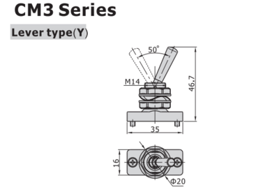 CM3Y06T AIRTAC MANUAL VALVES, CM3 SERIES LEVER TYPE<BR>COMPACT 3 WAY 2 POSITION N.C, 1/8" NPT PORTS
